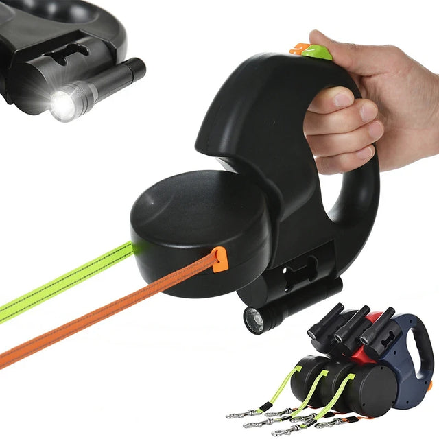 Retractable Dual Dog Leash with Lights
