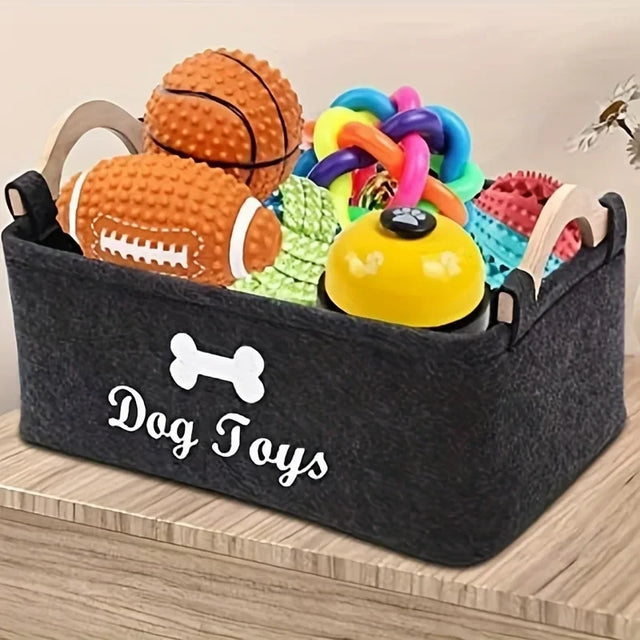 Felt Dog Toy Storage Basket