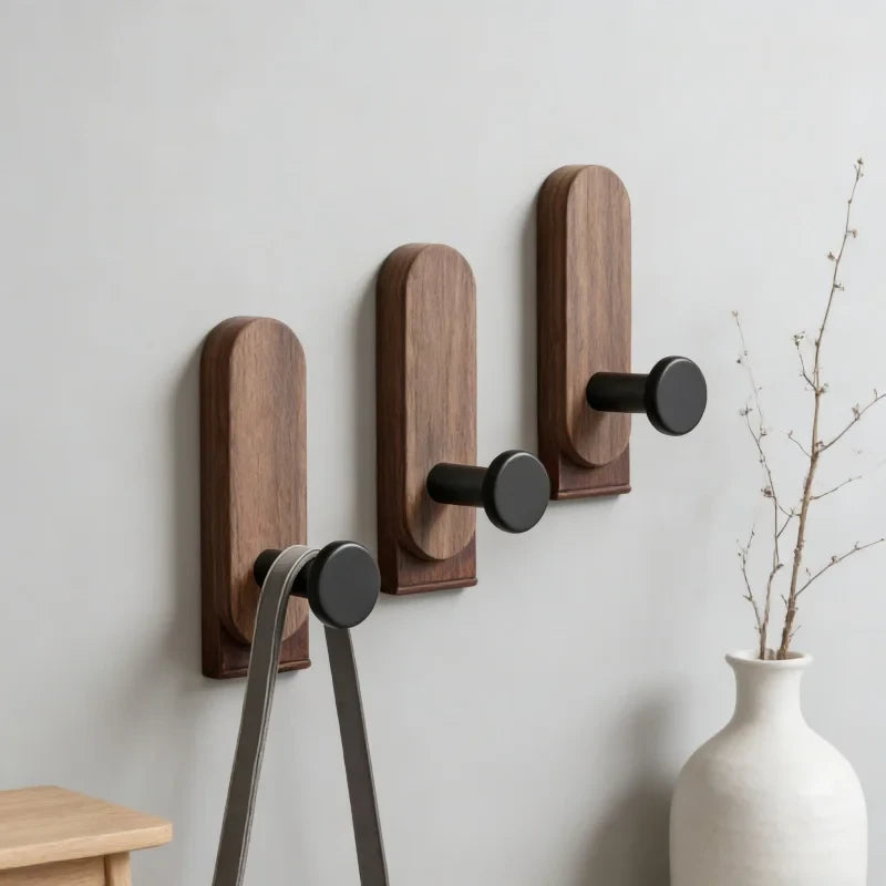 Self Adhesive Walnut Wood Wall Hook