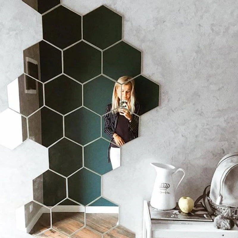 3-D Hexagon Acrylic Mirror Wall Sticker