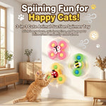 Suction Cup Windmill Cat Toy Set - Spinning Interactive Insect Teasers