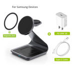 Magnetic 3 in 1 Wireless Charger Station for Samsung Ultra S24/S25/S26 Fast Charging Stand for Galaxy Watch 8/7/6/Earbuds