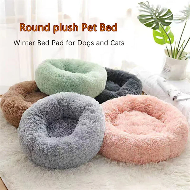 Plush Donut Bed for Cats & Small Dogs