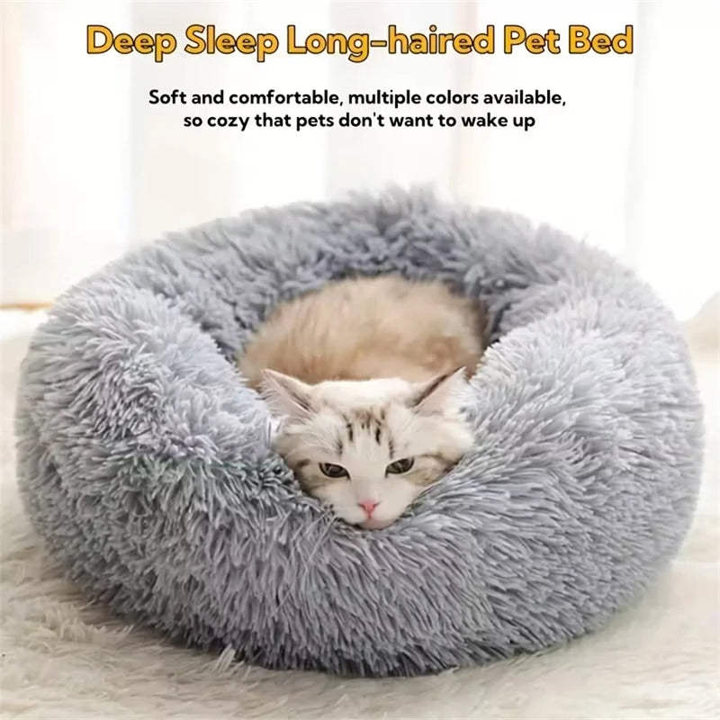 Plush Donut Bed for Cats & Small Dogs