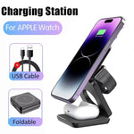 Magnetic 3 in 1 Wireless Charger Station for Apple iPhone Fast Charging Stand for Apple Watch &amp; Airpods
