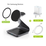 Magnetic 3 in 1 Wireless Charger Station for Samsung Ultra S24/S25/S26 Fast Charging Stand for Galaxy Watch 8/7/6/Earbuds